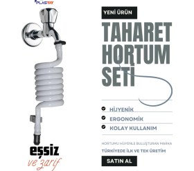 Resim Plasyay Spiral Wc Taharet Hortumu Duvar Sabitlemeli Plastik Kelepçeli 2 Metre Beyaz 