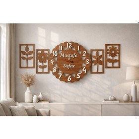 Resim Salon Duvar Saati 40 Cm Çok Şık Kalp Temalı Kişiye Özel No 10011 Çok Renkli 