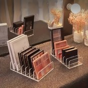 Resim 1 adet 7 Izgaralar Şeffaf Masaüstü Makyaj Tutucu, Akrilik Göz Farı Paleti Toz Depolama Ekran Standı, Çekmece ve Masaüstü için Kozmetik Depolama Düzenleyici, Makyaj Düzenleyici 