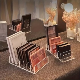 Resim 1 adet 7 Izgaralar Şeffaf Masaüstü Makyaj Tutucu, Akrilik Göz Farı Paleti Toz Depolama Ekran Standı, Çekmece ve Masaüstü için Kozmetik Depolama Düzenleyici, Makyaj Düzenleyici 