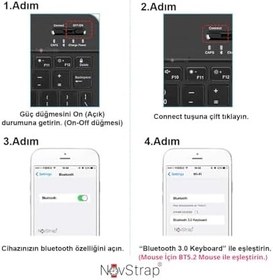 Resim NovStrap Samsung Galaxy Tab A11 / A11 Plus ile Uyumlu Türkçe Q Bluetooth Klavye Mouse Seti Şarjlı SİYAH 
