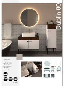 Resim Evros Dublin 80 Cm Banyo Dolabı Kahve 