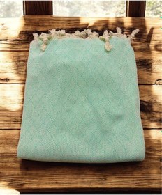 Resim Dama Desen Dokuma %100 Pamuklu Çok Amaçlı Pike Koltuk Örtüsü 180x230 Turkuaz 