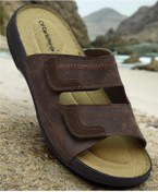 Resim 4412 Ortopedik Taban Erkek Terlik Erkek Cırtlı Terlik Sandalet Kahverengi 