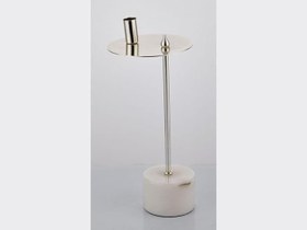 Resim Evza Mermer Disk Asimetrik Mumluk Beyaz Gümüş 9 * 15 * 36 Cm 