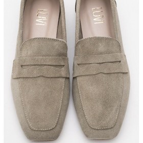 Resim Luvi Shoes Rubra Bej Süet Hakiki Deri Kadın Loafer Ayakkabı Bej Süet 