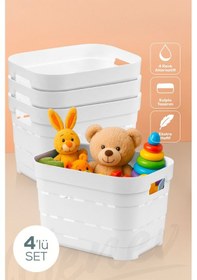 Resim Vienev 4'lü 5 Litre Delikli Saklama Kutusu Beyaz Beyaz 
