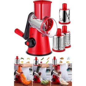 Resim Rosemor 3 Bıçaklı Kollu Sebze Doğrayıcı Dilimleyici Mutfak Tambur Peynir Fındık Ceviz Öğütücü Rende Seti 