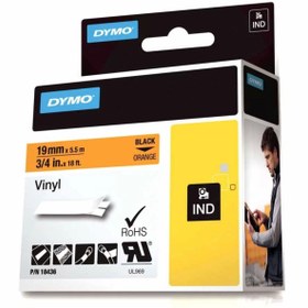 Resim Dymo Rhinopro 18436 Turuncu/siyah Renkli Vinil Şerit 19 Mm X 5,5 Mt 