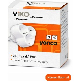 Resim Viko 3lü (Üçlü) Yonca Golyat Fiş Priz Beyaz 