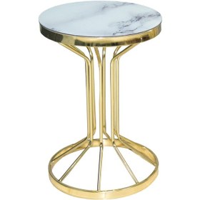 Resim Brc Bufalo Fiskos Model Beyaz Mermer Desen Metal Çelik Gold Renk 