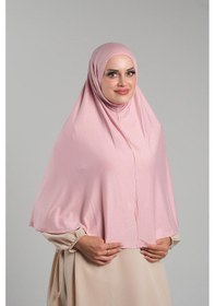 Resim Hürrem Bone Pudra Pratik Hazır Geçmeli Tesettür Eşarp Viskon Pratik Namaz Örtüsü 2201 06 Pudra 