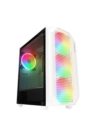 Resim Rampage Zuko 600w 80+ Mesh Panel 4x Raınbow 14cm Fanlı Gamıng Atx Kasa Beyaz 