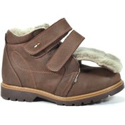 Resim O.S Hakiki Yağlı Deri Kahve Kürklü Cırtlı Erkek Çocuk Bot Çok Renkli 