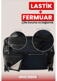 Resim Valiz Koruma Kılıfı Kadife Kılıf - Siyah - Orta Boy Ergo Travel Siyah 
