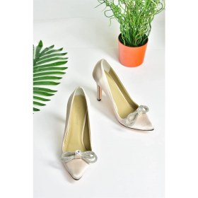 Resim Fox Shoes Ten Saten Kumaş Taşlı Kadın Stiletto M253972004 