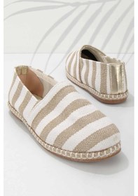 Resim Bej Çizgili Kadın Espadril K01534100018 Bej 