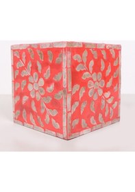 Resim Anita Sedefli Kare Peçetelik 15x15x15 Cm Kırmızı 