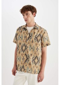 Resim DeFacto Regular Fit Desenli Kısa Kollu Gömlek D4639AX24AUKH396 