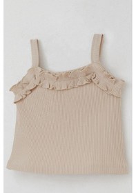 Resim Breeze Kız Çocuk Askılı Crop Tişört Fırfır Detaylı 8-14 Yaş, Bej Bej 