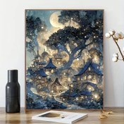 Resim 5D Yuvarlak Elmas Boyama Kiti, Ay Işıklı Peri Manzarası Tuval Sanat, Tam Elmas DIY El Sanatları Seti, Araçlar ile Çerçevesiz Duvar Dekorasyonu, 11.8x15.8 