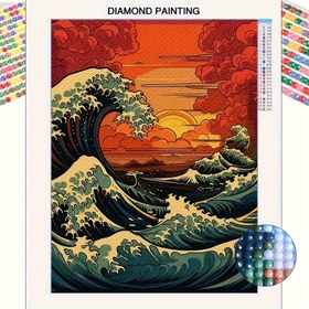 Resim 5D Elmas Boyama Kiti - Canlı Günbatımı Deniz Manzarası, Yuvarlak Elmaslar, Kanvas Malzeme, Yatak Odası veya Giriş için Rahat Duvar Sanatı, Rahat Duvar Sanatı | Günbatımı Manzarası | Gradual Renk Tasarımı, Elmas Boyama Kiti 