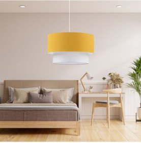 Resim Pasta Tekli Sarkıt Sarı Kumaş Salon Yatak Odası Çocuk Odası Genç Odası Avize Sarı 