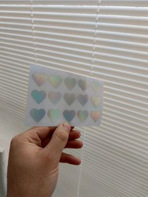 Resim Kalp Sticker 15 Adet 2cm Yapıştırma Hologramm 