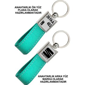 Resim Promosyon Denizi Ön Yüz Seat Logolu Arka Yüz Plakanıza Özel Turkuaz Anahtarlık 