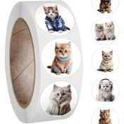 Resim 500 Adet Kedi Sticker Rulosu - Scrapbooking, Laptoplar, Su Şişeleri ve Daha Fazlası için Canlı Vinil Çıkartmalar - Dayanıklı, Yeniden Kullanılabilir Karikatür Anime Tasarımları 