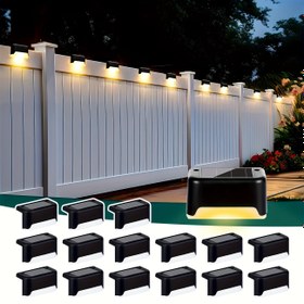Resim 16'lı Paket LED Dış Mekan Güneş Enerjili [Akıllı Sensör - Işık Algılama] Akşamdan Şafağa Dekoratif Aydınlatma, Otomatik Parlaklık Ayarı ile Bahçe, Merdiven, Çit ve Patika Aydınlatması için Duvara Monte Edilebilir Küçük ve Parlak Solar Dekoratif Işıklar 