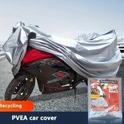 Resim 1 adet PEVA Motosiklet Kılıfı, Her Hava Koşuluna Uygun Su Geçirmez Evrensel Uyum, Çizilmez, Toz Geçirmez, Güneş Koruyucu, UV Koruma, Geliştirilmiş Kalınlık, Bisikletler ve Motosikletler için Uygun, Gümüş Rengi 