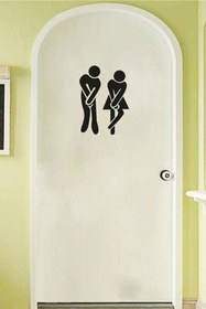 Resim levvas Dekoratif Tuvalet Banyo Sticker Duvar Etiket Kapı Sticker 18cmx12cm 
