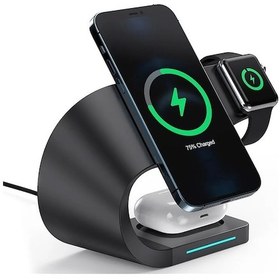 Resim Homiano Magsafe Airdock 4 in 1 15 W Hızlı Kablosuz Şarj Standı 