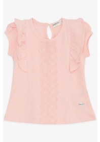 Resim Breeze Kız Bebek Tişört Fırfırlı Nakışlı Güpürlü 6 Ay-2 Yaş, Somon-somon Somon 