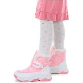 Resim Kiko Kids Magic Cırtlı Kız Çocuk Kar Botu Pembe - Beyaz Pembe - Beyaz 