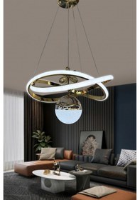 Resim Dalga Tek Toplu Led Avize - - Kumandalı / Gold Gold 