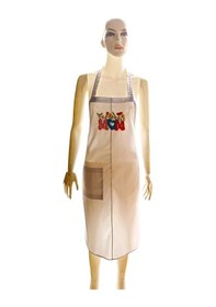 Resim Benim Annem İlkbahar Çiçekleri Nakışlı Keten, Chef Mutfak Önlüğü 