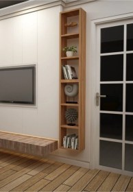 Resim Kitaplık Kahve Dikey Ikili Birleşik Duvar Rafı Takım Kahve 