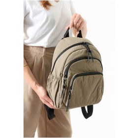 Resim Paul Brand Kadın 3 Bölmeli Haif & Geniş Hacimli Suya Dayanıklı Klinkır Kumaş Günlük Sırt Çantası Mat1109 Kahve 