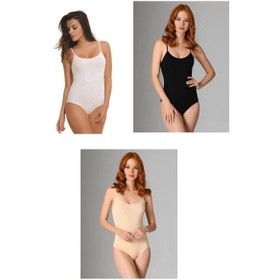 Resim NBB 3'lü Paket Kadın İp Askılı Pamuklu Likralı Çıtçıtlı Body 001 