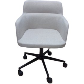 Resim Sekreter Sandalyesi Döküm Süngerli Krem Renk Keten Kumaş 