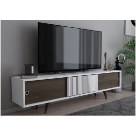 Resim EVDEKİMODA ECRİN TV ÜNİTESİ (BEYAZ-CEVİZ) 