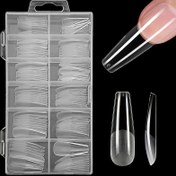 Resim 120 adet Mat Bale Tabut Tırnak Uçları - Uzun Şeffaf Akrilik Basınçlı Tırnaklar, Önceden Plastik Sıkılmış Tam Kaplama, 12 Boyutlu DIY Salon Kullanımı için Saklama Kutusu ile Balerin Tırnak Uçları, Yüksek Kaliteli Pressons, Evde Manikür, Pürüzsüz Bitiş, Ev Manikyörçüler 