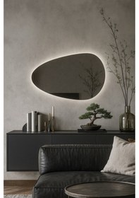 Resim 40x80 Cm Modern Oval Led Banyo Aynası Dokunmatik Dim Edilebilir, 6500k Beyaz Işık Beyaz 