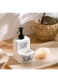Resim Seramik Sıvı Sabunluk Ve Süngerlik Şık Ve Pratik Banyo Mutfak 17 X 9 Cm Beyaz 
