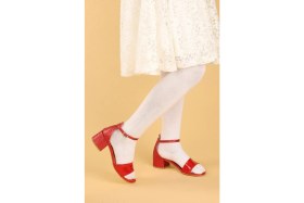 Resim Kiko Kids Kiko 768 Ayna Kum Günlük Kız Çocuk 3 cm Topuk Sandalet Ayakkabı Kırmızı 