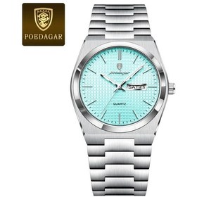 Resim Poedagar İş Yüksek Kaliteli Erkek Izle Spor Kuvars Adam Kol Saati Su Geçirmez 821 Silver Mintblue Altın 
