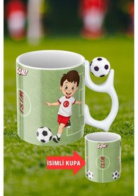 Resim Siyah Beyaz Futbol Toplu Milli Takım Oyunculu Taraftar İsimli Baskılı Kupa Bardak Beyaz 