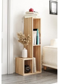 Resim Bucak Çok Amaçlı Kitaplık Tv Ünitesi Meşe Meşe 